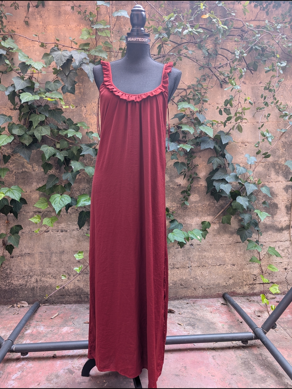 Express Women's Ruffle-Trim Maxi Dress - Burgundy